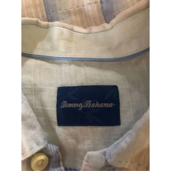 Tommy Bahamas Linen Stripe Button Down Mens Shirt - Picture 8 of 10
